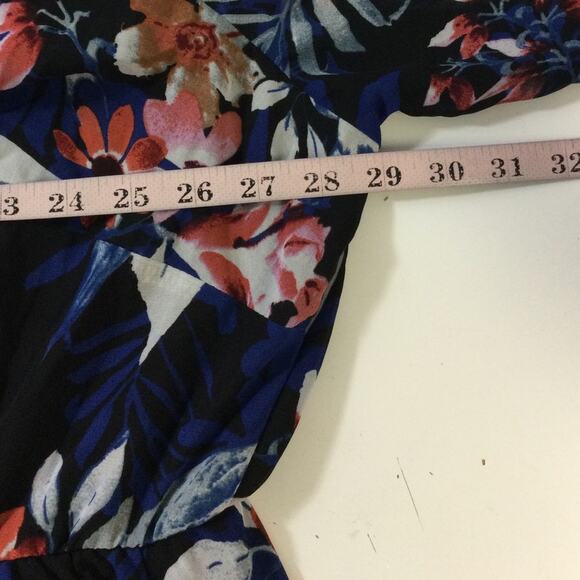 BLOOMCHIC 26 4X Plus Chiffon Tropical Print Surplice Neck Midi Dress B77 - Picture 5 of 10